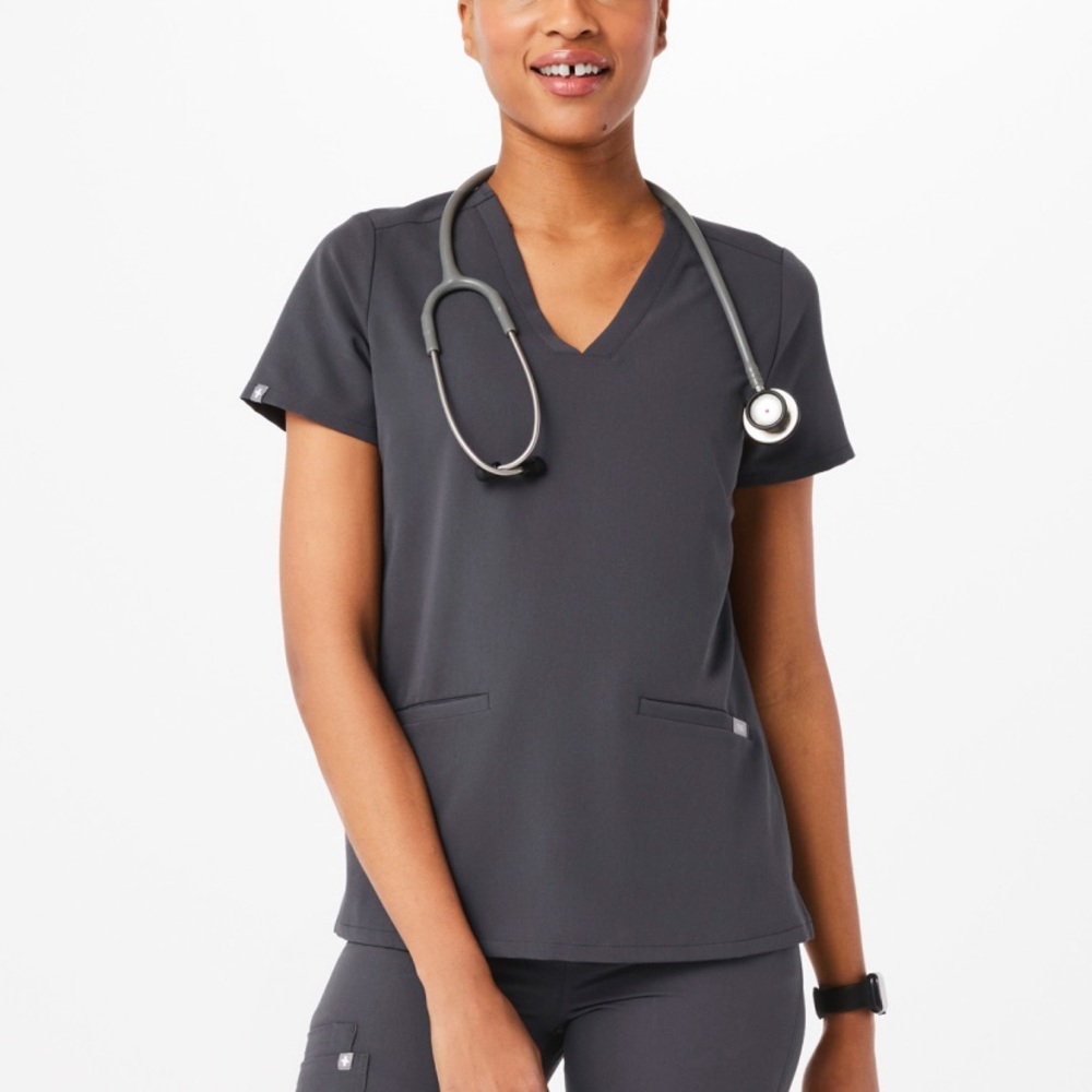 Figs Charcoal Casma 3- Pockets Scrubs Top